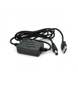 Кабель для роутера 5.5/2.1mm(M)&gt, USB2.0 (Input: 5V/Out:12V 1А), 1м, Black, OEM