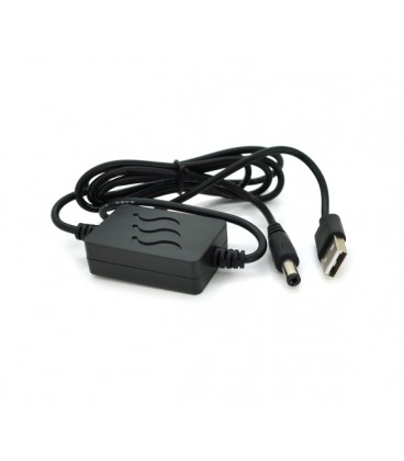 Кабель для роутера 5.5/2.1mm(M)&gt, USB2.0 (Input: 5V/Out:12V 1А), 1м, Black, OEM