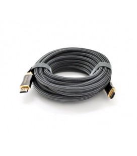 Кабель VEGGIEG HX-12 HDMI-HDMI 2K * 4K, 12.0m, v2,0, OD-8.0mm, круглый, оплетка, Black, коннектор Black-Gold, Box