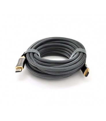 Кабель VEGGIEG HX-12 HDMI-HDMI 2K * 4K, 12.0m, v2,0, OD-8.0mm, круглый, оплетка, Black, коннектор Black-Gold, Box