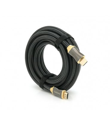 Кабель VEGGIEG HX-8 HDMI-HDMI 2K * 4K, 8.0m, v2,0, OD-8.0mm, круглый, оплетка, Black, коннектор Black-Gold, Box