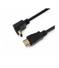 Кабель MerlionHDMI-HDMI 1,5m, v1.4, OD-7.5mm, круглый Black, коннектор Black 90° угловой