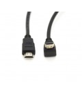Кабель MerlionHDMI-HDMI 1,5m, v1.4, OD-7.5mm, круглый Black, коннектор Black 90° угловой