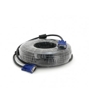 Кабель Merlion VGA 30m, male to male (папа-папа), 2 феррита, черно-синий, кулёк