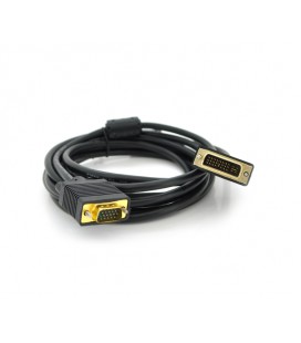 Кабель VGA (папа)-DVI-I (папа)(24+5) 3метра 2 феррита оплетка круглый черный