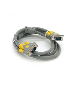 Кабель Merlion VGA 3+6 HIGH SPEED 1,5m, male to male (папа-папа), 1 феррит, серо-желтый, кулёк 1080P Q125