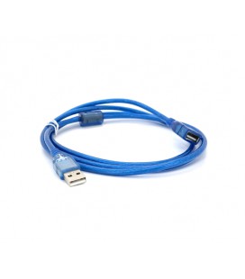 Удлинитель USB 2.0 AM/AF, 1.5m, 1 феррит, прозрачный синий Q250