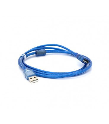 Удлинитель USB 2.0 AM/AF, 1.5m, 1 феррит, прозрачный синий Q250