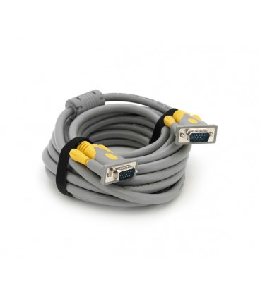 Кабель Merlion VGA 3+6 HIGH SPEED 5m, male to male (папа-папа), 1 феррит, серо-желтый, кулёк 1080P Q60