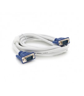 Кабель Merlion VGA 3+4 3m, male to male (папа-папа), 1 феррит, бело-синий, пакет Q100