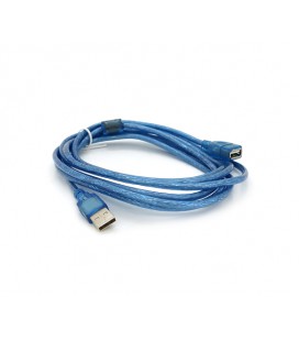 Удлинитель USB 2.0 AM/AF, 3.0m, 1 феррит, прозрачный синий Q150