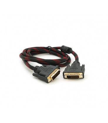 Кабель Merlion Dvi-Dvi 1.5m, 2 ферита, оплетка, Black/Red, 24/24pin, (Пакет) Q200