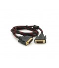 Кабель Merlion Dvi-Dvi 1.5m, 2 ферита, оплетка, Black/Red, 24/24pin, (Пакет) Q200