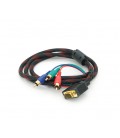 Кабель VGA (папа)-3RCA (папа) 1.5m, Black/Red, оплетка, пакет