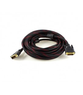 Кабель Merlion Dvi-Dvi 5.0m, 2 ферита, оплетка, Black/Red, 24/24pin, (Пакет), Q80