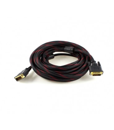Кабель Merlion Dvi-Dvi 5.0m, 2 ферита, оплетка, Black/Red, 24/24pin, (Пакет), Q80