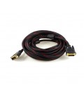 Кабель Merlion Dvi-Dvi 5.0m, 2 ферита, оплетка, Black/Red, 24/24pin, (Пакет), Q80