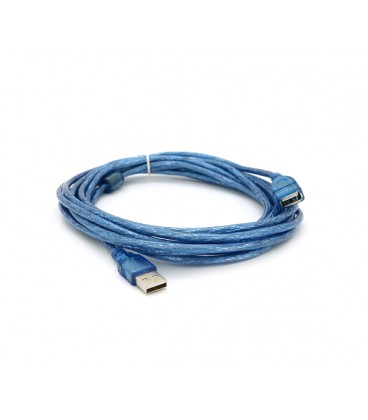 Удлинитель USB 2.0 AM/AF, 5.0m, 1 феррит, прозрачный синий Q100