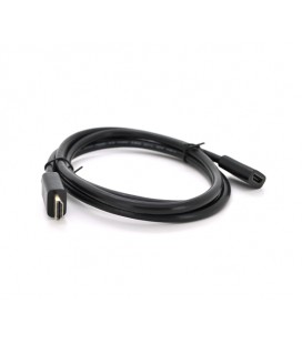 Удлинитель Merlion HDMI(папа)-HDMI(мама) VEGGIEG 1.0m, v2.0, OD-7.0mm, круглый, Black, коннектор Black, (Пакет)