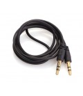 Кабель AUX Audio DC3.5 папа-папа 5.0м, GOLD Stereo Jack, (круглый) Black cable, Пакет Q200