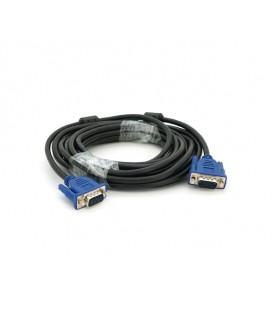 Кабель Merlion VGA 3+2 5m, male to male (папа-папа), 2 феррита, черно-синий, пакет Q100