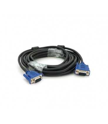 Кабель Merlion VGA 3+2 5m, male to male (папа-папа), 2 феррита, черно-синий, пакет Q100