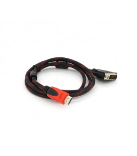 Кабель HDMI (папа)-DVI (папа) 1,5метра 2 феррита оплетка круглый, Пакет, Q150