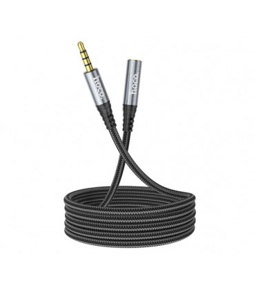 Удлинитель HOCO UPA20 DC3.5 папа-мама 1.0м, GOLD Stereo Jack, (круглый) Black cable, Box