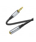Удлинитель HOCO UPA20 DC3.5 папа-мама 1.0м, GOLD Stereo Jack, (круглый) Black cable, Box
