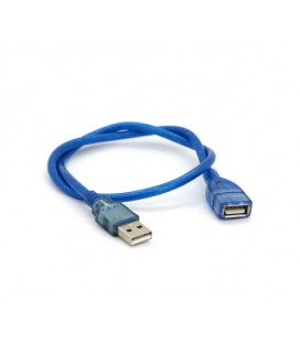 Удлинитель USB 2.0 AM/AF, 0.5m, прозрачный синий Q500