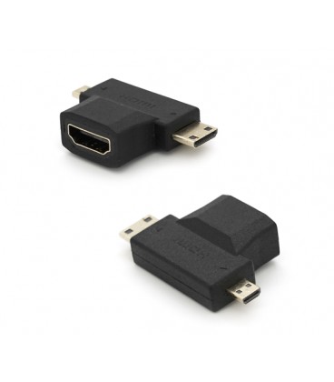 Переходник mini HDMI(папа)-micro HDMI(папа)-HDMI(мама)