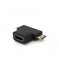 Переходник mini HDMI(папа)-micro HDMI(папа)-HDMI(мама)