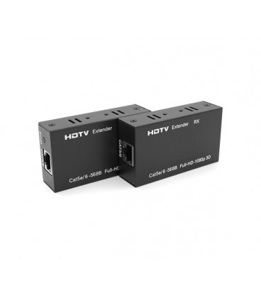Одноканальный активный удлинитель HDMI сигнала по кабелю UTP. Дальность передачи: до 60метров, cat5e/cat6e 1080P/3D, Black