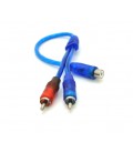 Кабель RCA (мама) &gt, 2хRCA (папа), CU, круглый, Blue, 0,2м, (Пакет) Q250