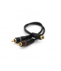 Кабель RCA (мама) &gt, 2хRCA (папа), CU, круглый, Black, 0,2м, (Пакет) Q250