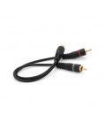 Кабель RCA (мама) &gt, 2хRCA (папа), CU, круглый, Black, 0,2м, (Пакет) Q250