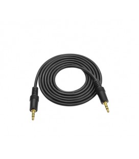 Кабель AUX Audio DC3.5 папа-папа 1.5м, GOLD Stereo Jack, (круглый) Black cable, Пакет Q500