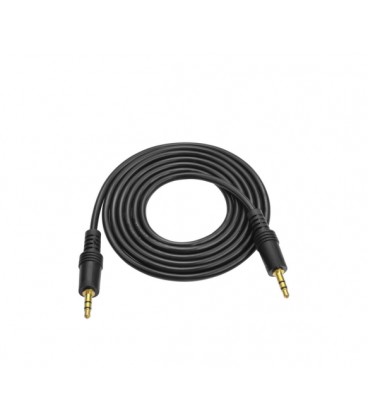 Кабель AUX Audio DC3.5 папа-папа 1.5м, GOLD Stereo Jack, (круглый) Black cable, Пакет Q500