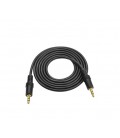 Кабель AUX Audio DC3.5 папа-папа 1.5м, GOLD Stereo Jack, (круглый) Black cable, Пакет Q500