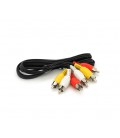 Кабель Audio-Video 3хRCA (попа) &gt, 3хRCA (папа), CCA, круглый, Black, 1,2м, (OEM)
