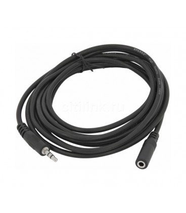 Удлинитель Audio DC3.5 папа-мама 0.5м, ССА Stereo Jack, (круглый) Black cable, Пакет