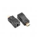 Одноканальный пассивный удлинитель HDMI сигнала по UTP кабелю по одной витой паре. Дальность передачи: до 30метров, 720P-cat5e, 