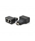 Одноканальный пассивный удлинитель HDMI сигнала по UTP кабелю по двум витым парам. Дальность передачи: -30метров, 720P-cat5e, 10