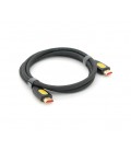 Кабель VEGGIEG V--H203 HDMI-HDMI 4K Premium, 1.5m, v2,0, OD-4.0mm, круглый, Black, коннектор Black-Yellow, Пакет