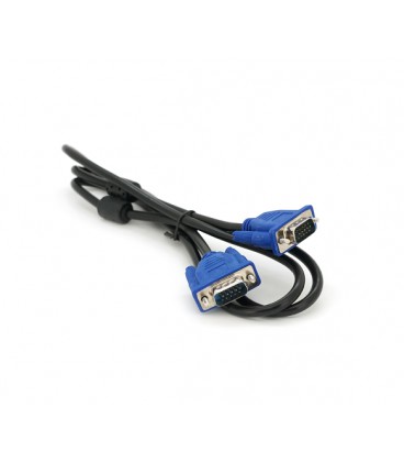 Кабель Merlion VGA 3+2 1.5m, male to male (папа-папа), 2 феррита, черно-синий, пакет Q250