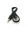 Кабель AUX Audio DC3.5 папа-папа 0,4м, GOLD Stereo Jack, (круглый) Black cable, Пакет Q500