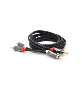 Кабель VEGGIEG AV201 Audio-Video 2хRCA (папа) &gt, 2хRCA (папа), GOLD connector, круглый, Black, 1,5 м, Пакет