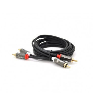 Кабель VEGGIEG AV201 Audio-Video 2хRCA (папа) &gt, 2хRCA (папа), GOLD connector, круглый, Black, 1,5 м, Пакет