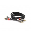 Кабель VEGGIEG AV201 Audio-Video 2хRCA (папа) &gt, 2хRCA (папа), GOLD connector, круглый, Black, 1,5 м, Пакет