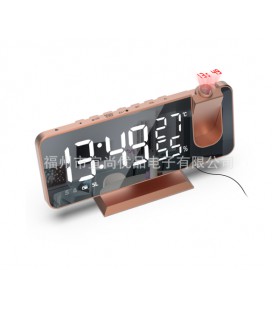 Электронные часы EN-8827 зеркальный LED-дисплей, с датчиком температуры и влажности, будильник, FM-радио, питание от кабеля USB,